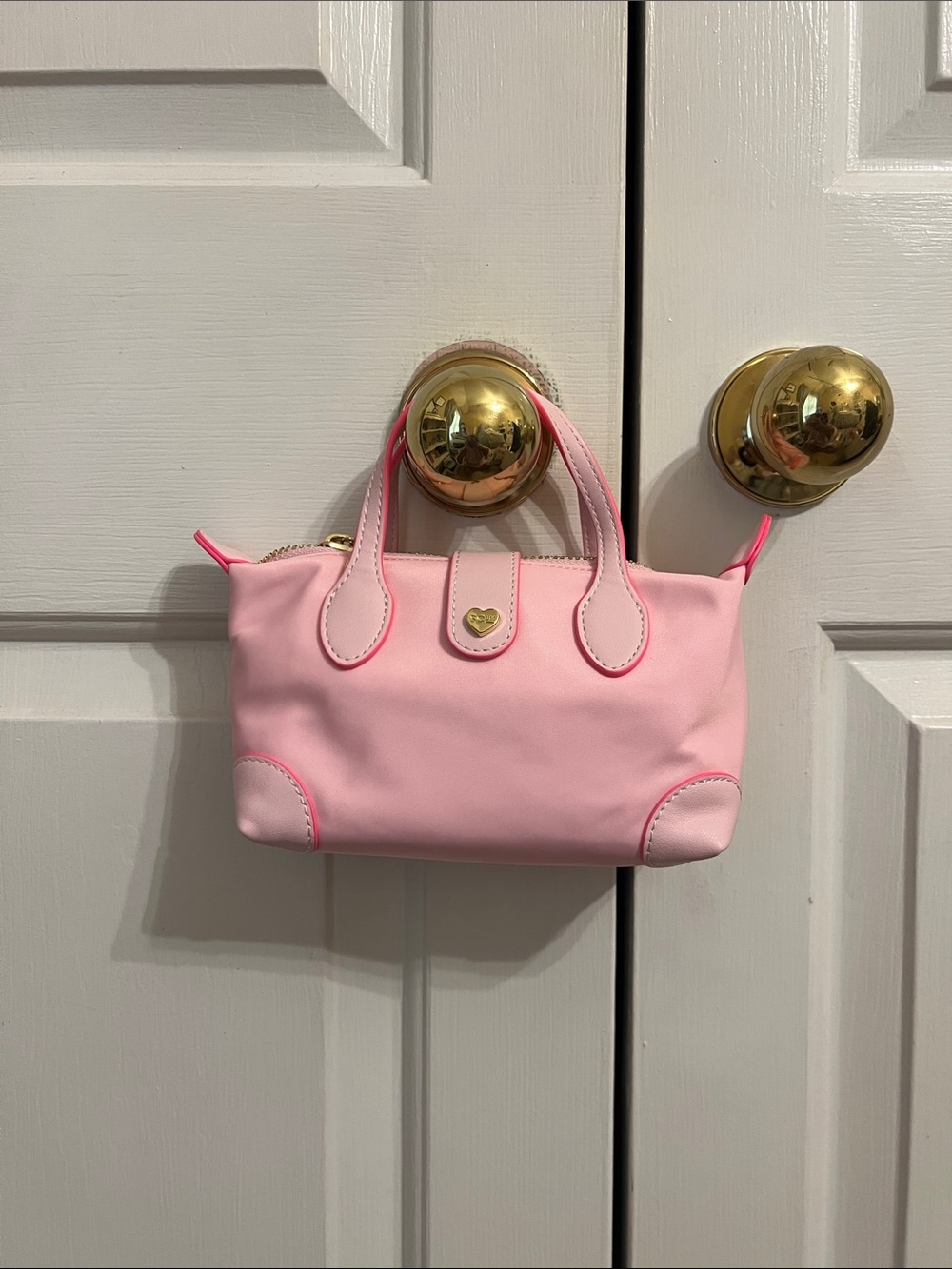 Stoney Clover Lane Pink Mini Tote with Gold Heart Accent